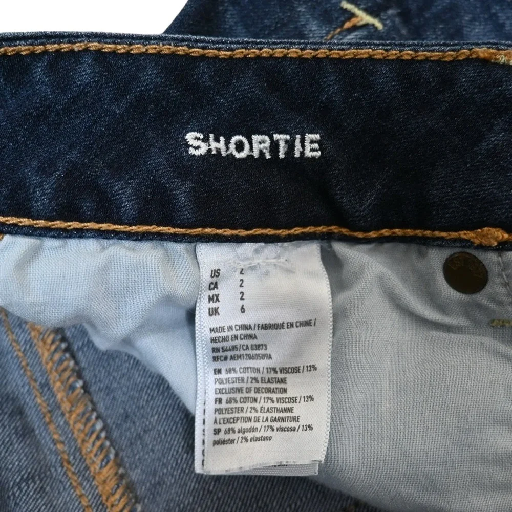 American Eagle Womens 2 Super Stretch Distressed Shortie Denim Shorts